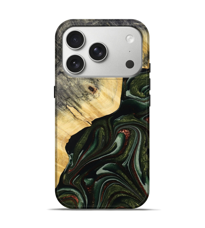 iPhone 17 Pro Wood Live Edge Phone Case - Kiarra (Green, 786457)