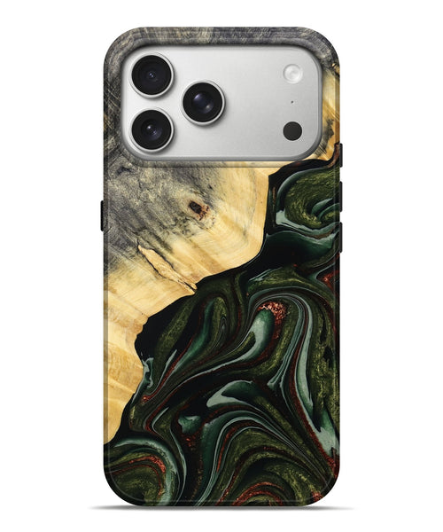 iPhone 17 Pro Max Wood Live Edge Phone Case - Kiarra (Green, 786457)