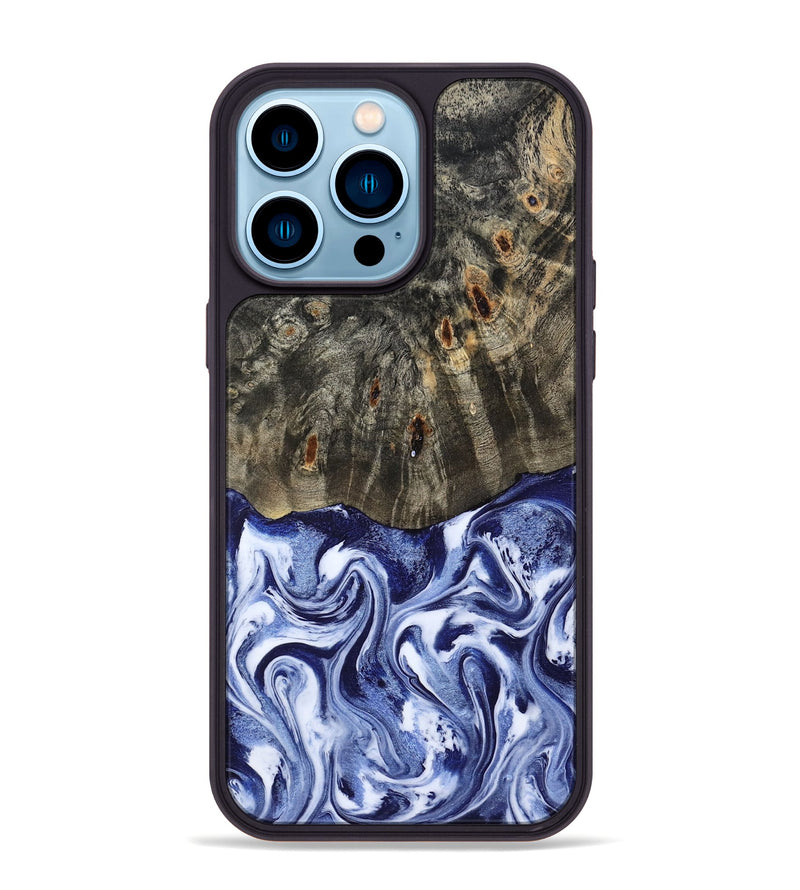 iPhone 14 Pro Max Wood Phone Case - Darin (Blue, 786562)