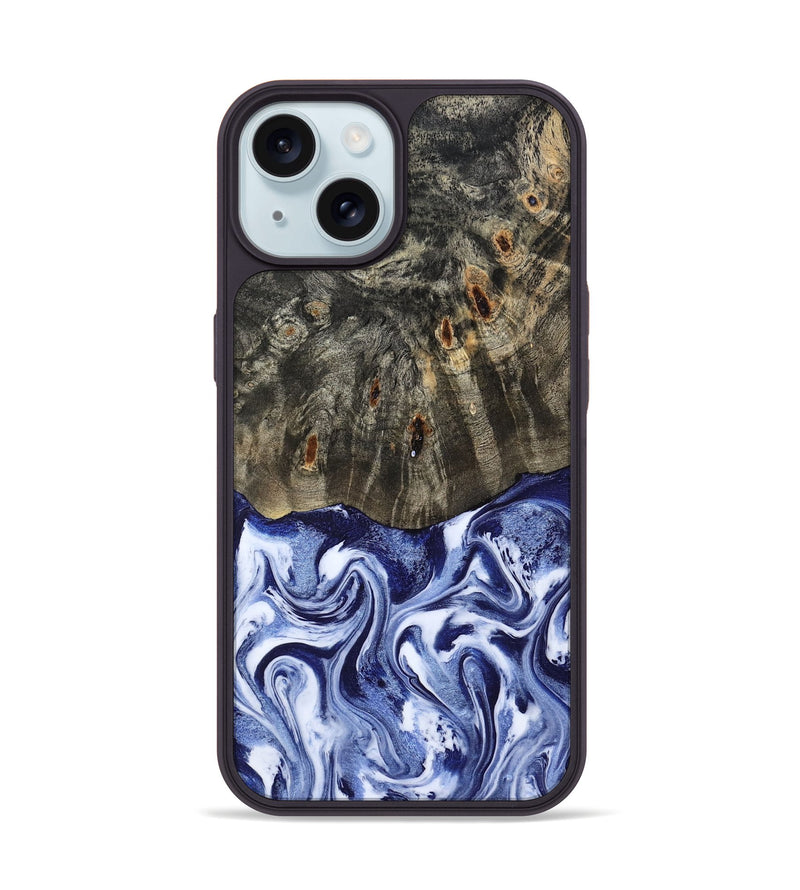 iPhone 15 Wood Phone Case - Darin (Blue, 786562)