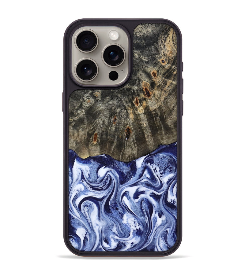 iPhone 15 Pro Max Wood Phone Case - Darin (Blue, 786562)