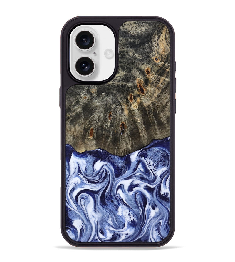 iPhone 16 Plus Wood Phone Case - Darin (Blue, 786562)
