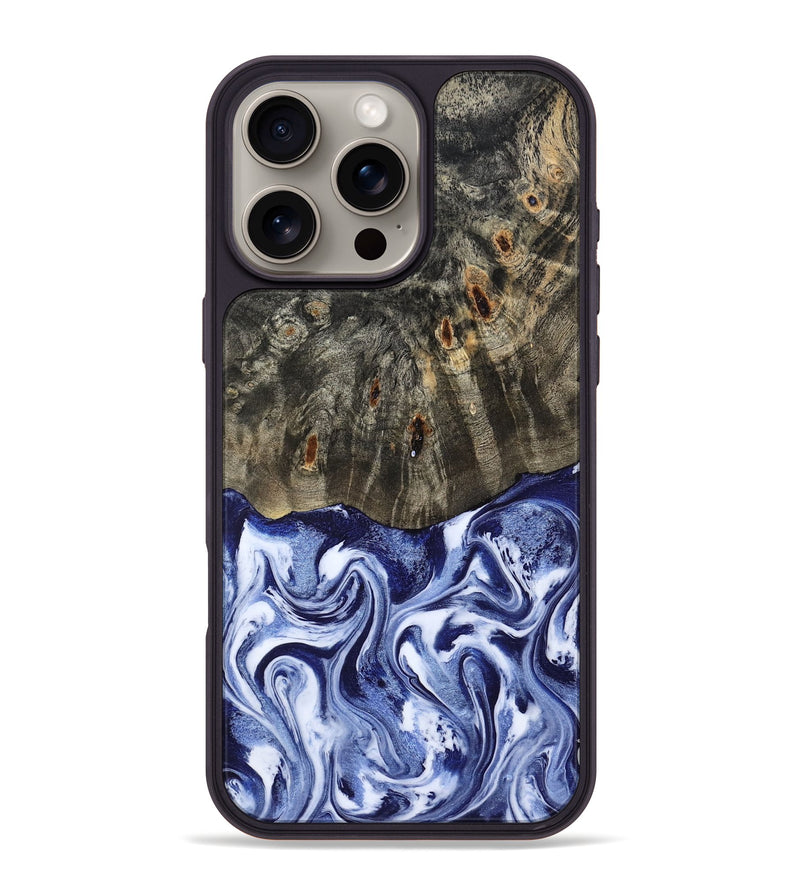 iPhone 16 Pro Max Wood Phone Case - Darin (Blue, 786562)
