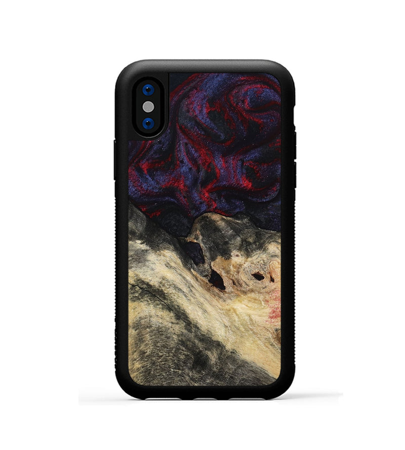 iPhone Xs Wood Phone Case - Dashawn (Red, 786653)