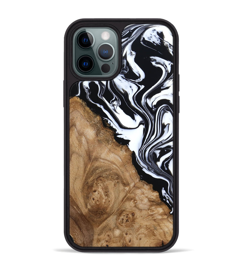 iPhone 12 Pro Max Wood Phone Case - Nolan (Black & White, 786663)
