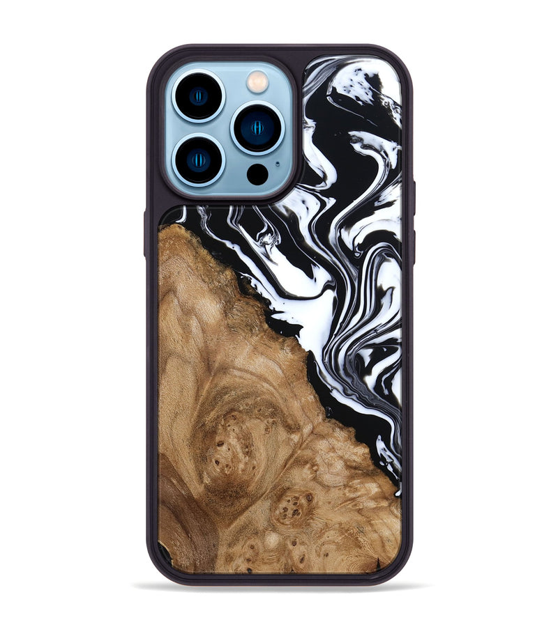 iPhone 14 Pro Max Wood Phone Case - Nolan (Black & White, 786663)