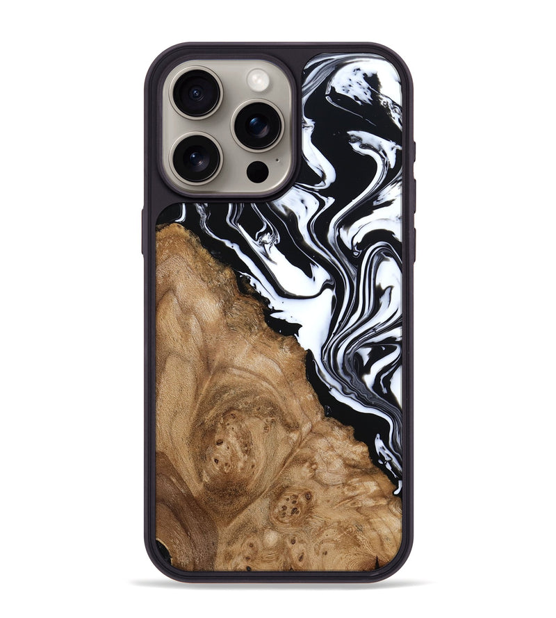 iPhone 15 Pro Max Wood Phone Case - Nolan (Black & White, 786663)