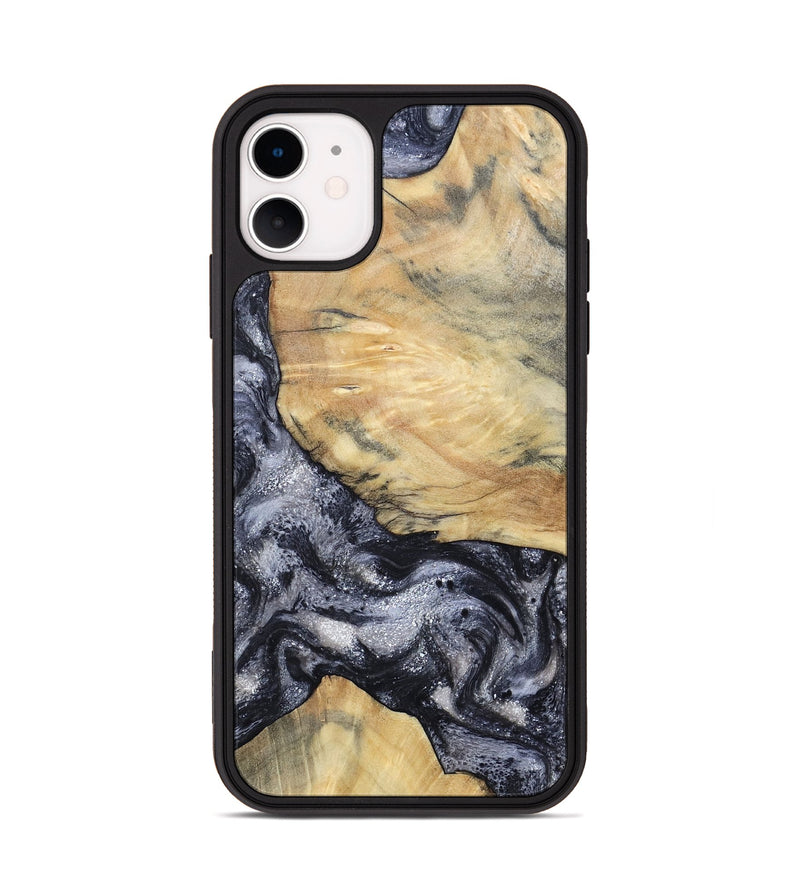 iPhone 11 Wood Phone Case - Kaaren (Black & White, 786665)