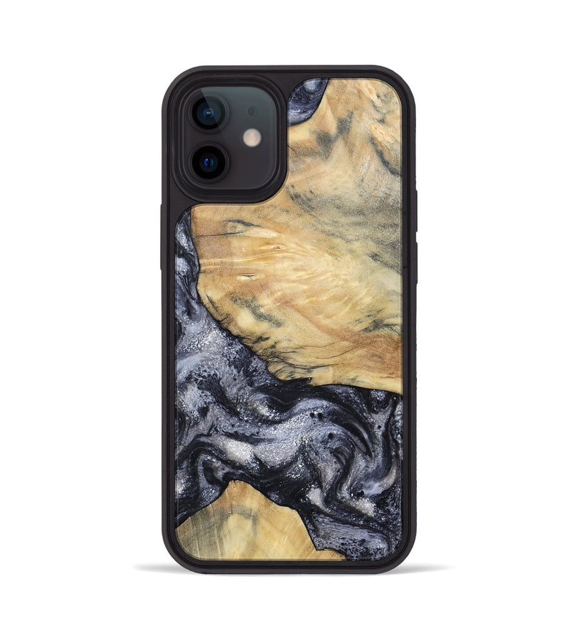 iPhone 12 Wood Phone Case - Kaaren (Black & White, 786665)