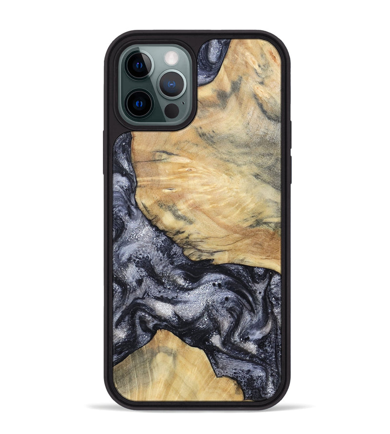 iPhone 12 Pro Max Wood Phone Case - Kaaren (Black & White, 786665)