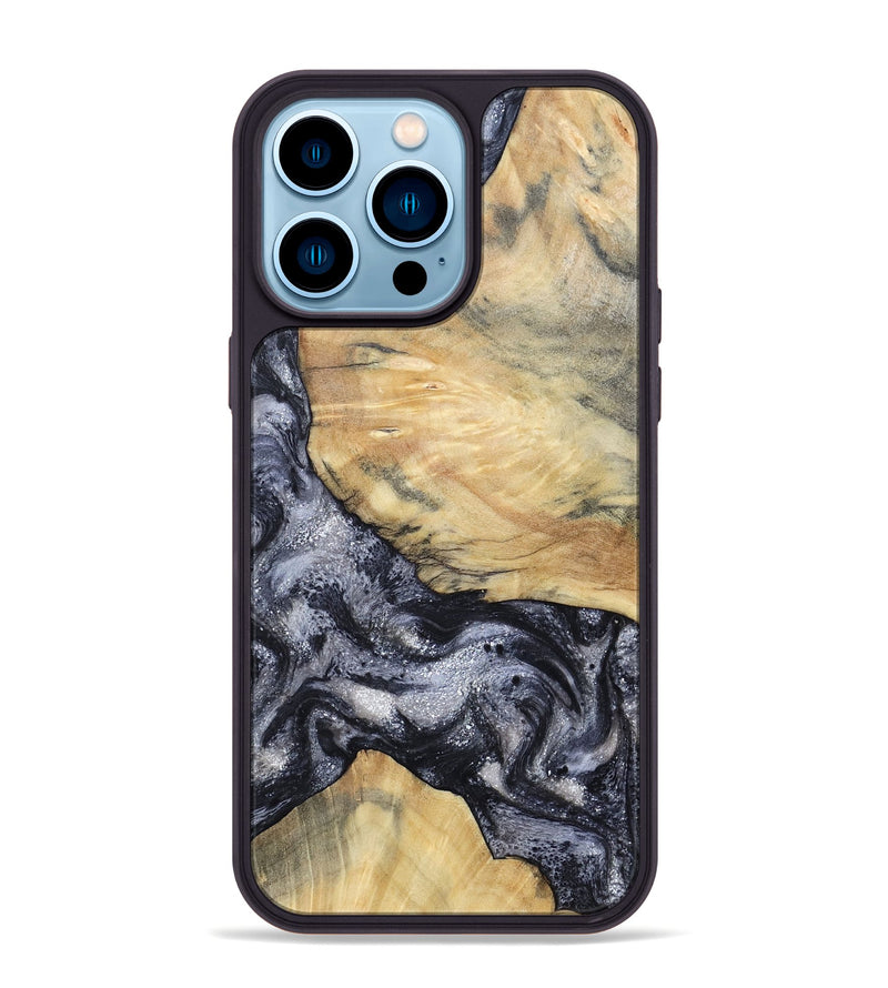 iPhone 14 Pro Max Wood Phone Case - Kaaren (Black & White, 786665)