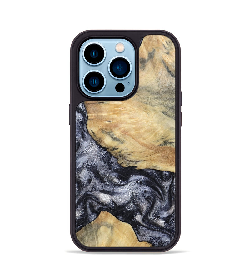 iPhone 14 Pro Wood Phone Case - Kaaren (Black & White, 786665)