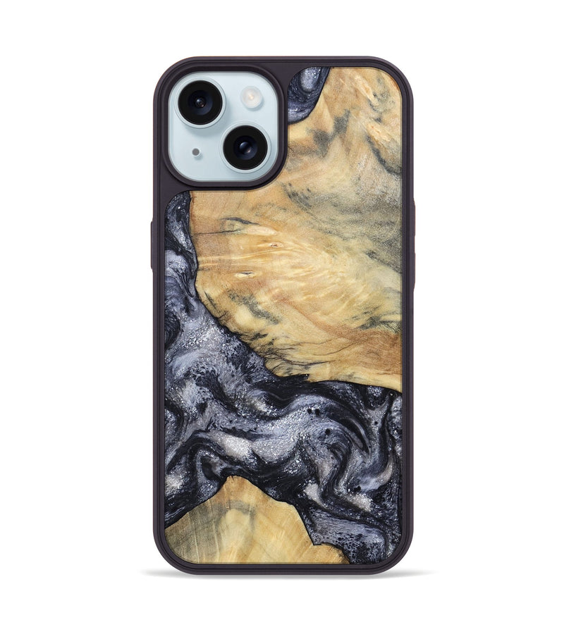 iPhone 15 Wood Phone Case - Kaaren (Black & White, 786665)