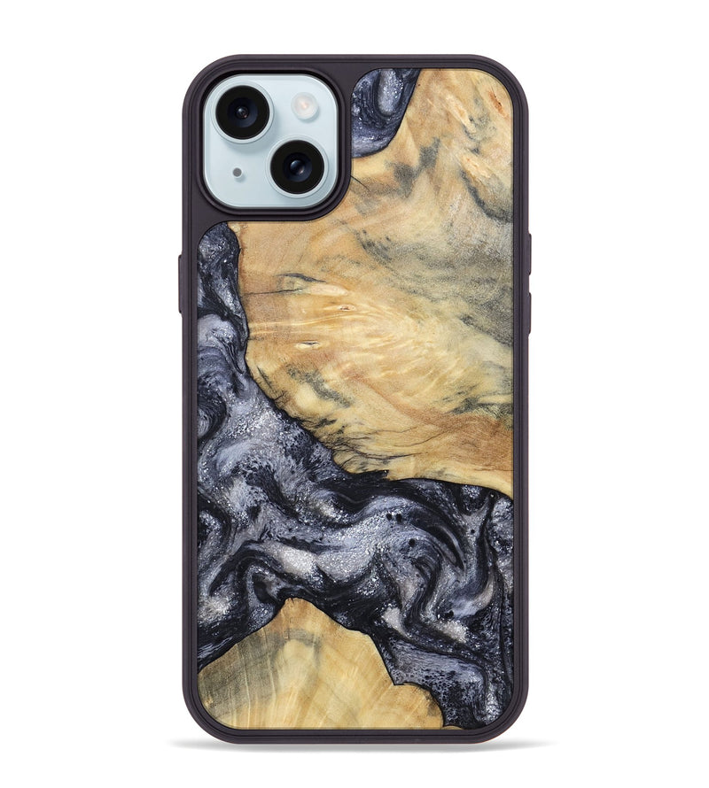 iPhone 15 Plus Wood Phone Case - Kaaren (Black & White, 786665)