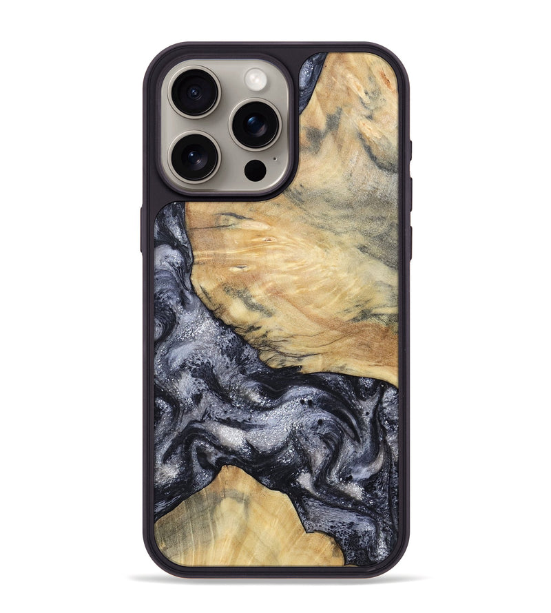 iPhone 15 Pro Max Wood Phone Case - Kaaren (Black & White, 786665)