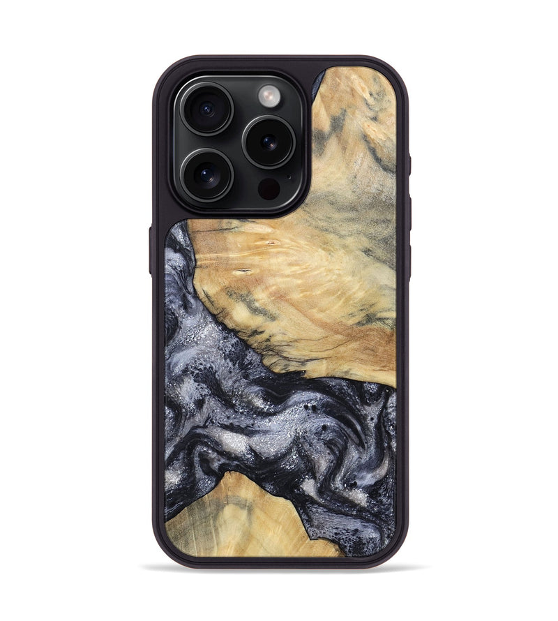 iPhone 15 Pro Wood Phone Case - Kaaren (Black & White, 786665)