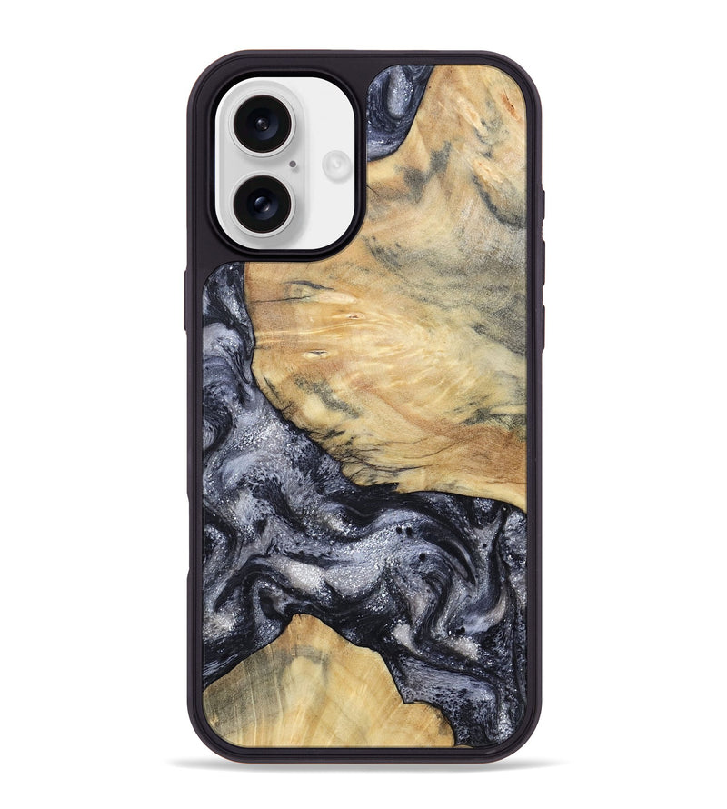 iPhone 16 Plus Wood Phone Case - Kaaren (Black & White, 786665)
