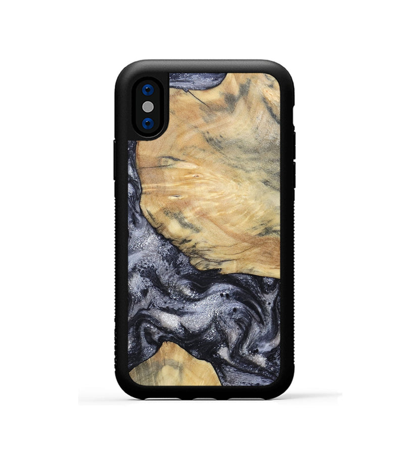 iPhone Xs Wood Phone Case - Kaaren (Black & White, 786665)