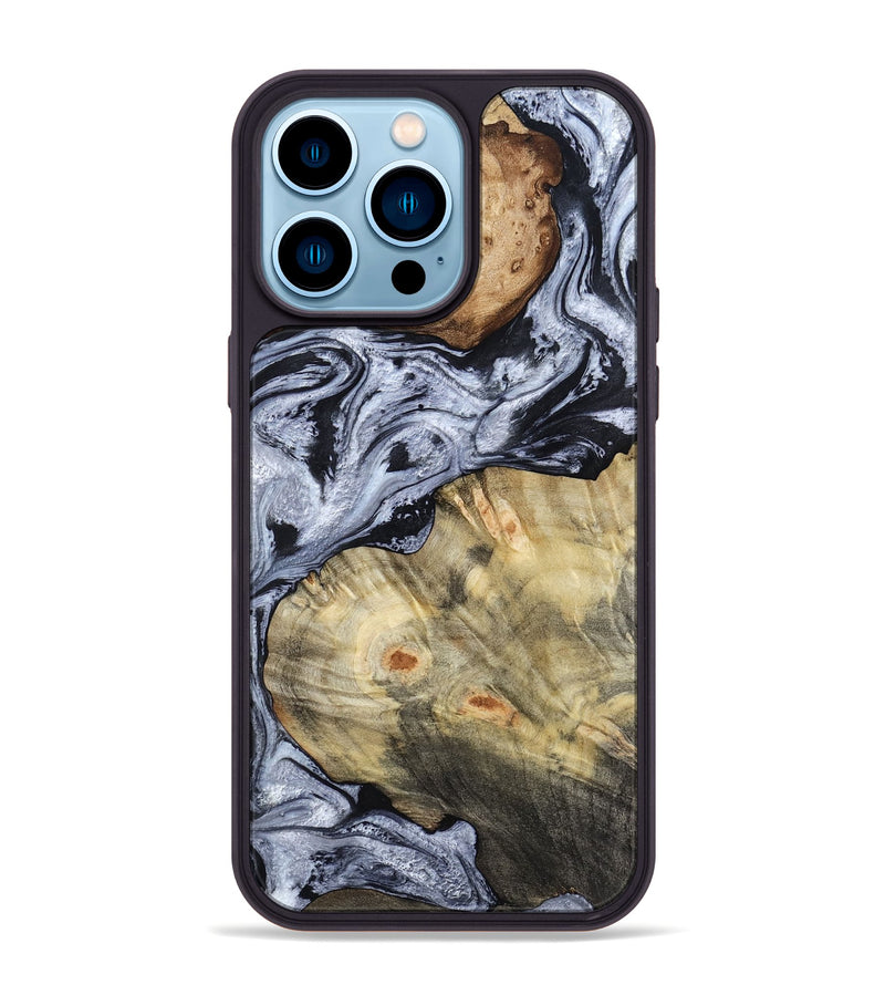 iPhone 14 Pro Max Wood Phone Case - Deon (Black & White, 786667)