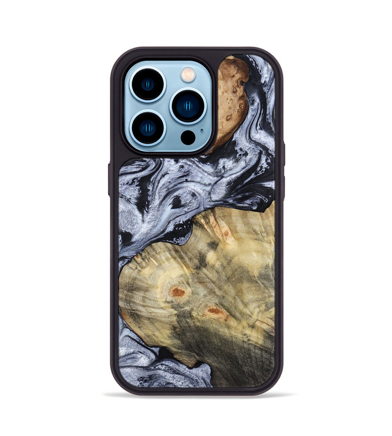 iPhone 14 Pro Wood Phone Case - Deon (Black & White, 786667)