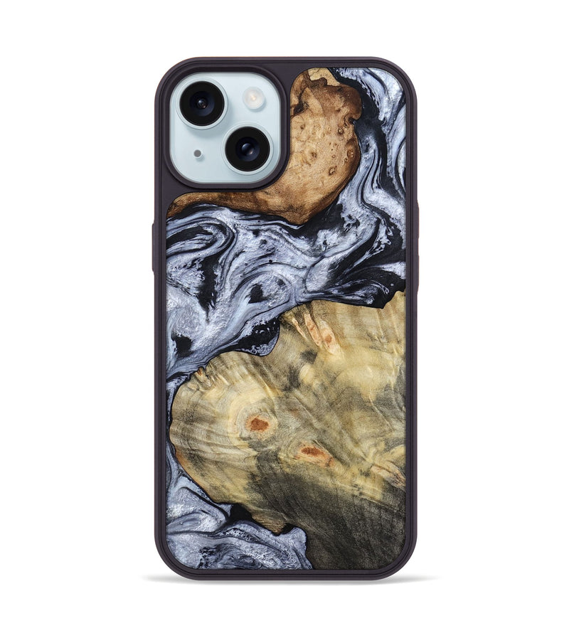 iPhone 15 Wood Phone Case - Deon (Black & White, 786667)