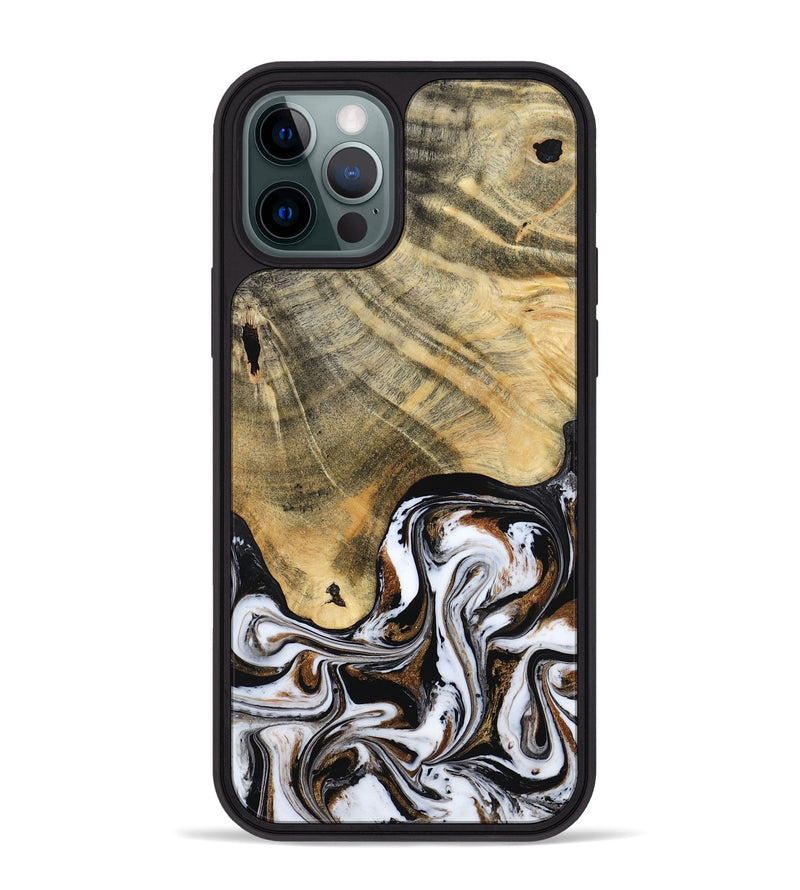 iPhone 12 Pro Max Wood Phone Case - Lacy (Black & White, 786668)