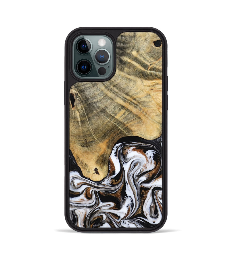 iPhone 12 Pro Wood Phone Case - Lacy (Black & White, 786668)