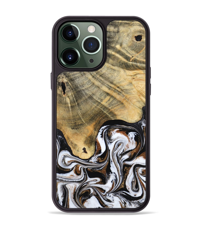 iPhone 13 Pro Max Wood Phone Case - Lacy (Black & White, 786668)
