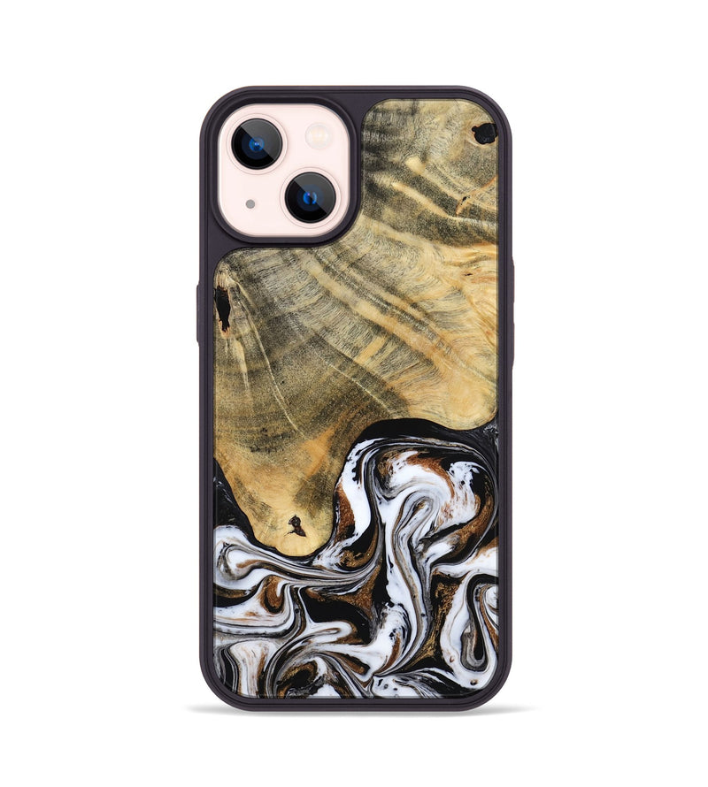 iPhone 14 Wood Phone Case - Lacy (Black & White, 786668)