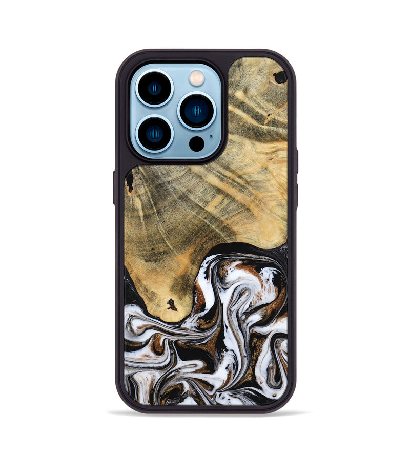 iPhone 14 Pro Wood Phone Case - Lacy (Black & White, 786668)