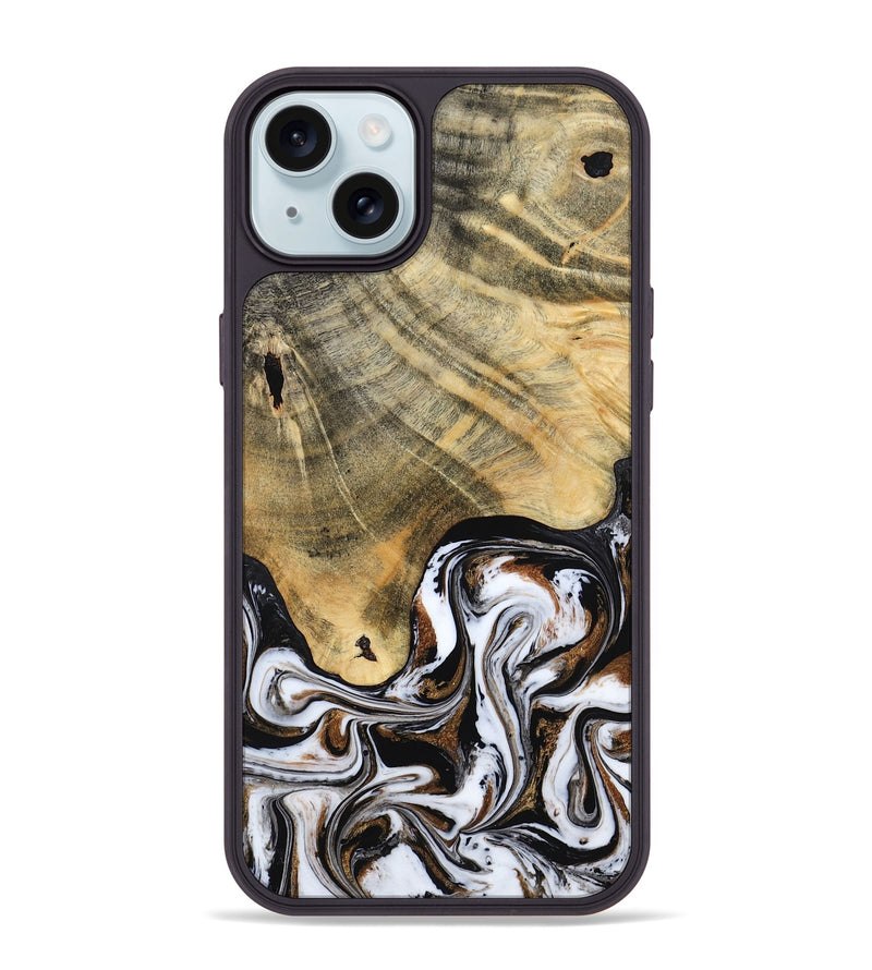 iPhone 15 Plus Wood Phone Case - Lacy (Black & White, 786668)