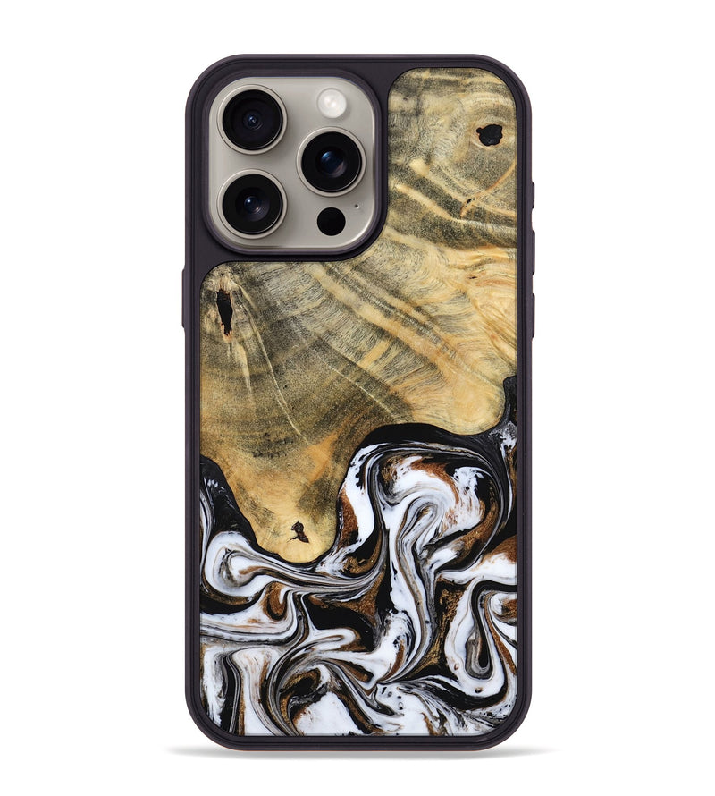 iPhone 15 Pro Max Wood Phone Case - Lacy (Black & White, 786668)
