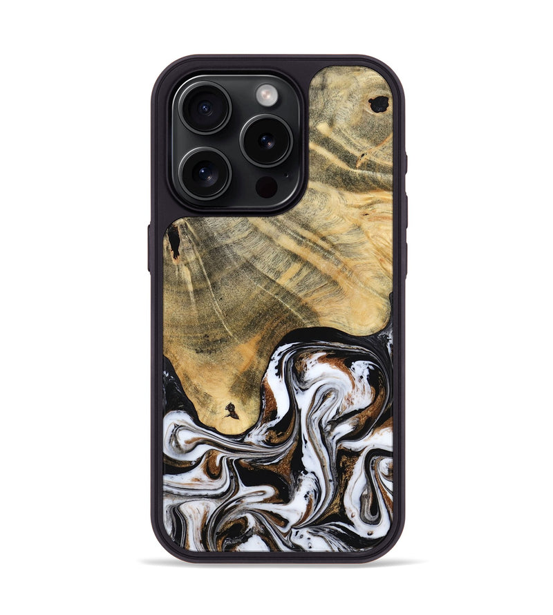 iPhone 15 Pro Wood Phone Case - Lacy (Black & White, 786668)