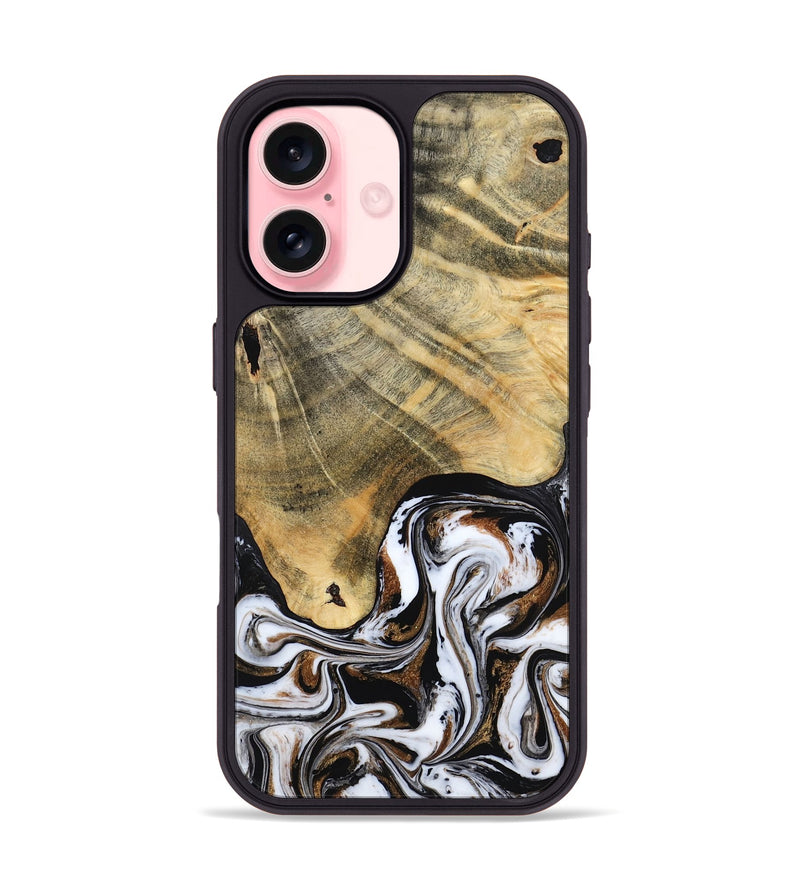 iPhone 16 Wood Phone Case - Lacy (Black & White, 786668)
