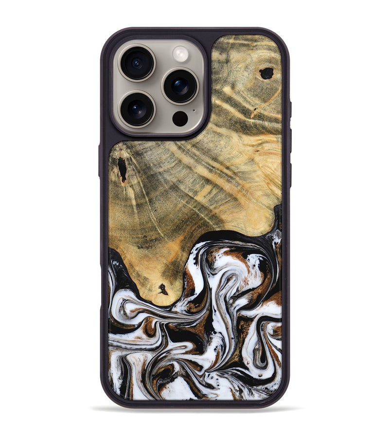iPhone 16 Pro Max Wood Phone Case - Lacy (Black & White, 786668)