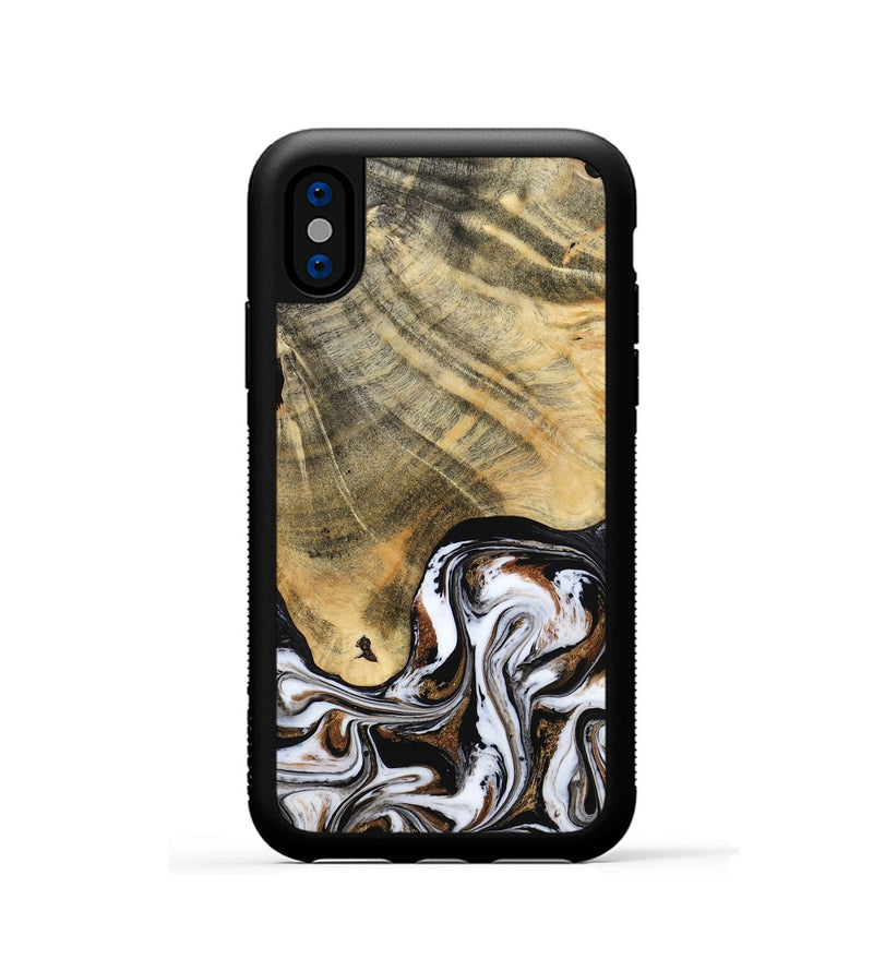 iPhone Xs Wood Phone Case - Lacy (Black & White, 786668)