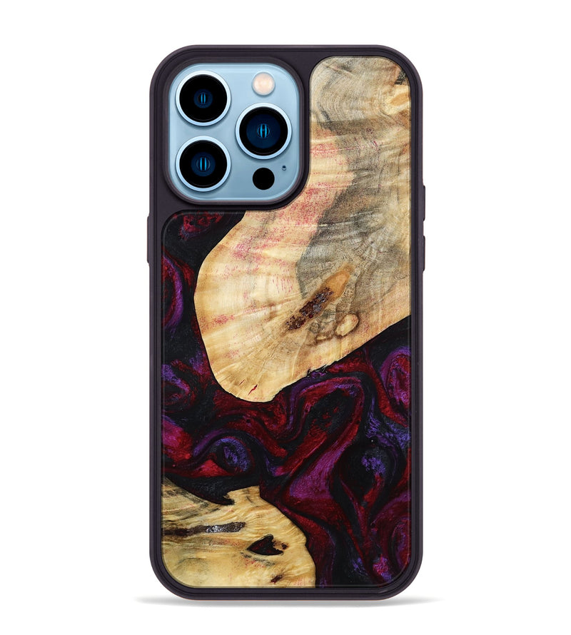iPhone 14 Pro Max Wood Phone Case - Gina (Red, 786787)
