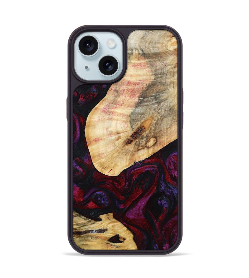 iPhone 15 Wood Phone Case - Gina (Red, 786787)