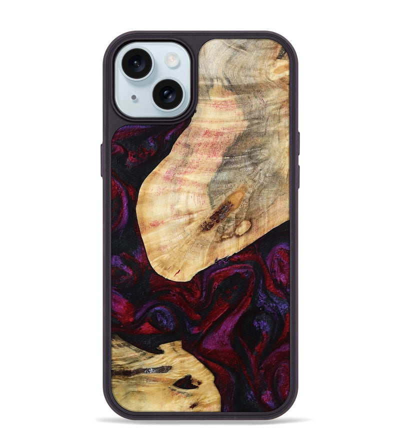 iPhone 15 Plus Wood Phone Case - Gina (Red, 786787)