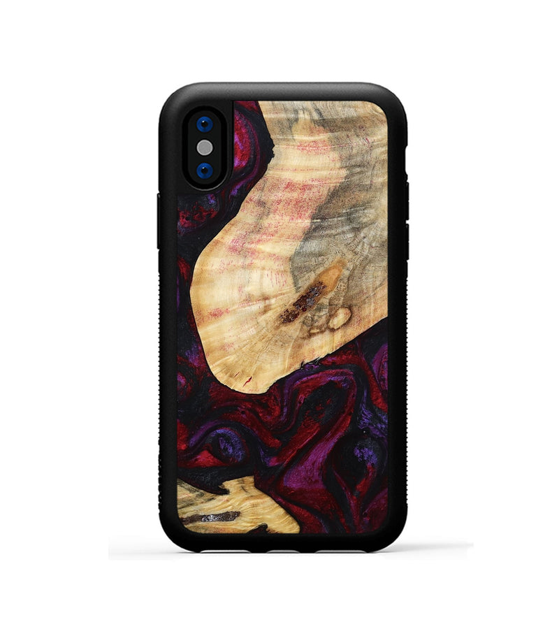 iPhone Xs Wood Phone Case - Gina (Red, 786787)