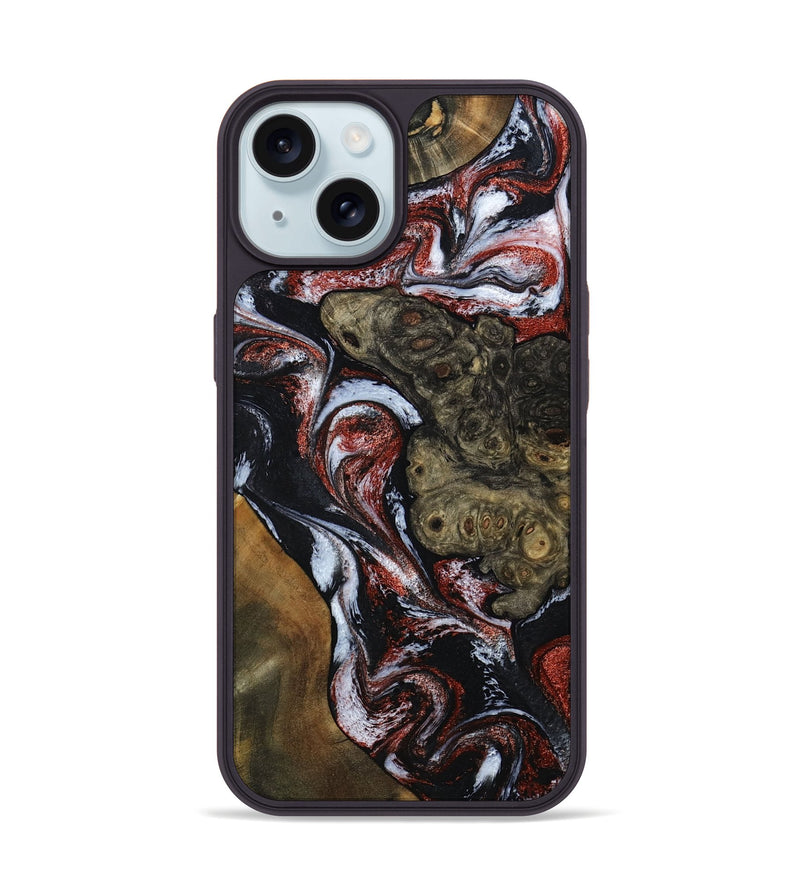 iPhone 15 Wood Phone Case - Kiera (Black & White, 786789)