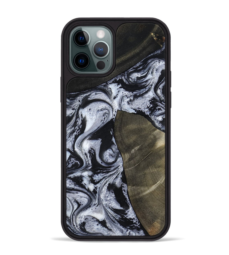 iPhone 12 Pro Max Wood Phone Case - Alec (Black & White, 786791)