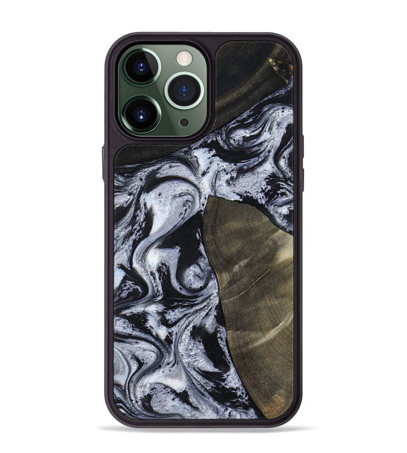 iPhone 13 Pro Max Wood Phone Case - Alec (Black & White, 786791)