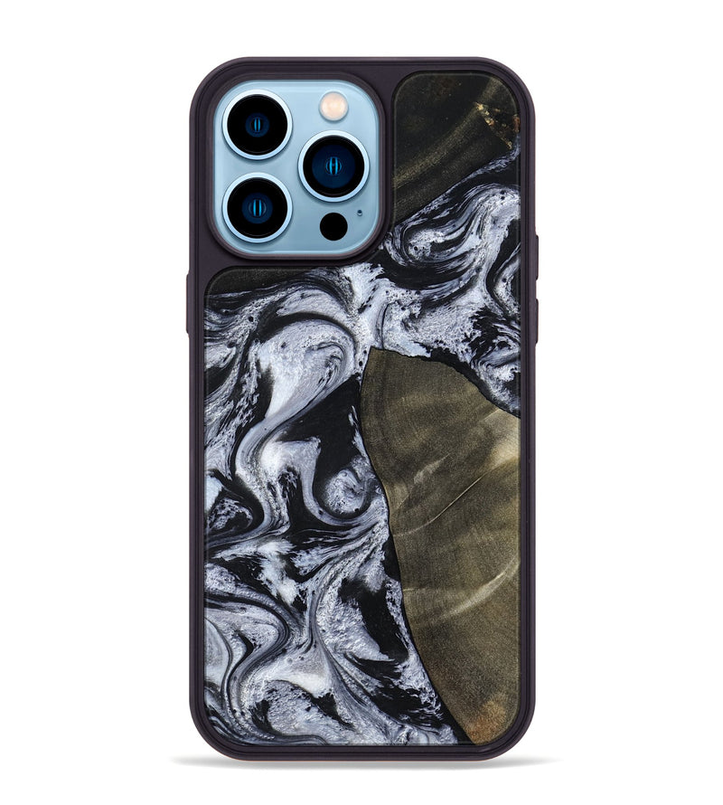 iPhone 14 Pro Max Wood Phone Case - Alec (Black & White, 786791)