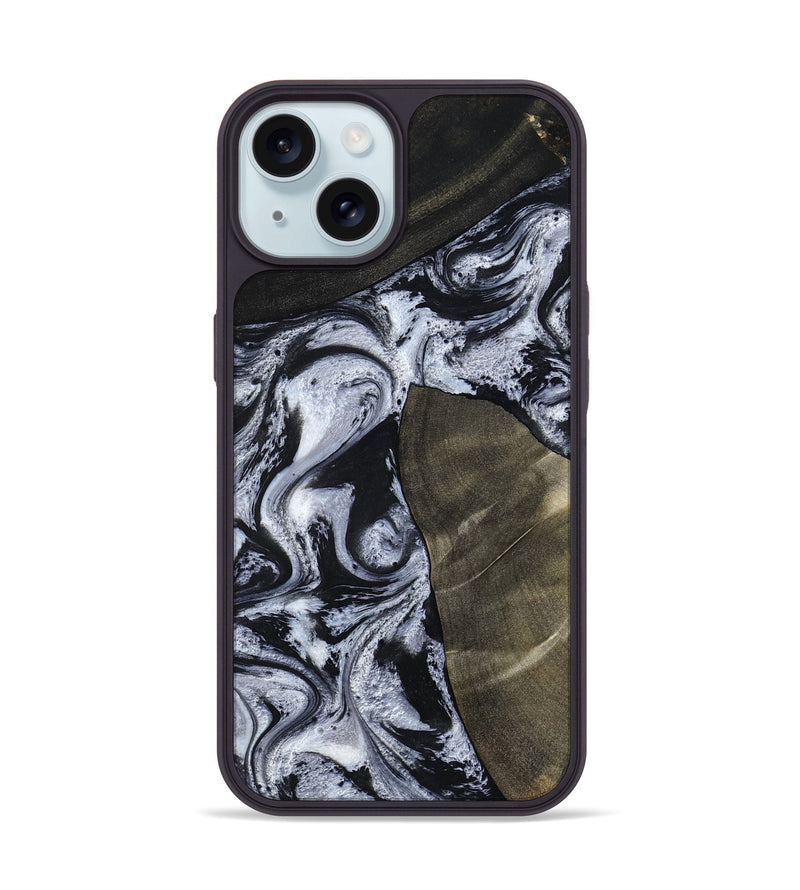 iPhone 15 Wood Phone Case - Alec (Black & White, 786791)