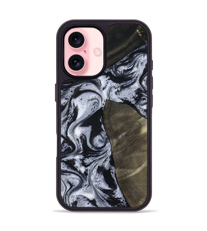 iPhone 16 Wood Phone Case - Alec (Black & White, 786791)
