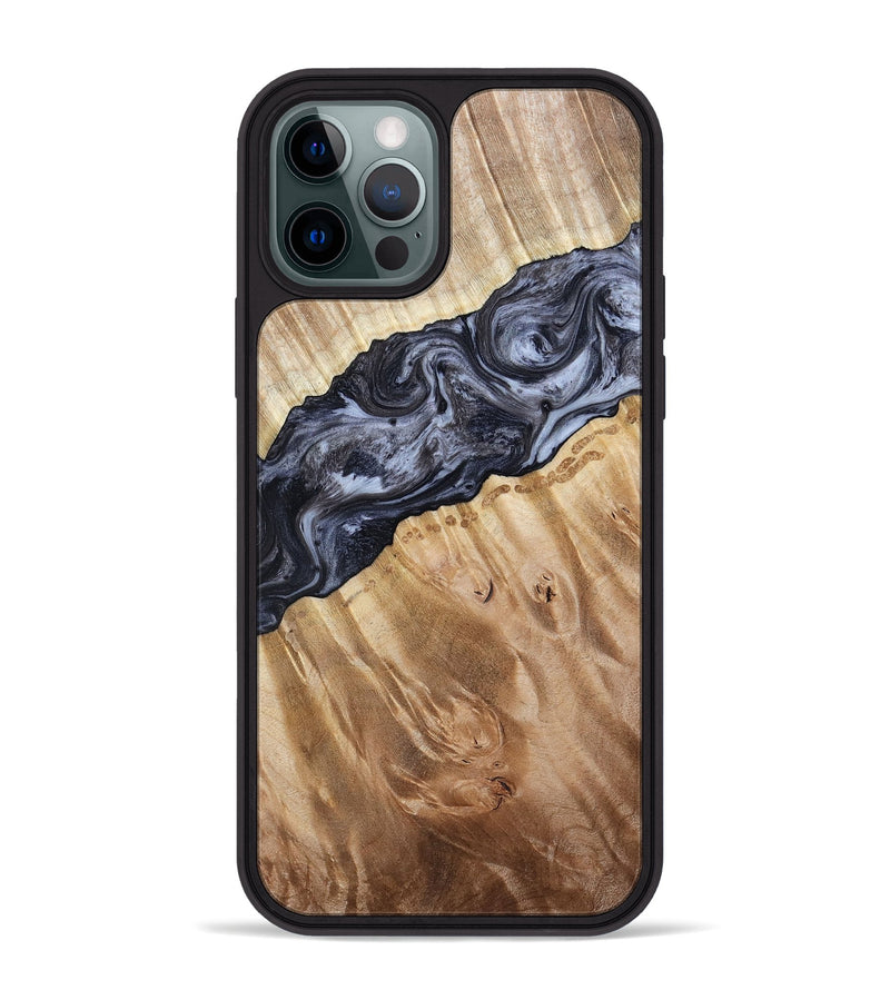 iPhone 12 Pro Max Wood Phone Case - Taniyah (Black & White, 786796)