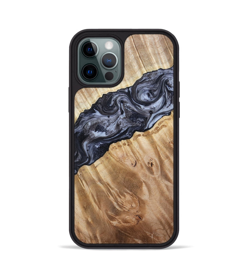 iPhone 12 Pro Wood Phone Case - Taniyah (Black & White, 786796)