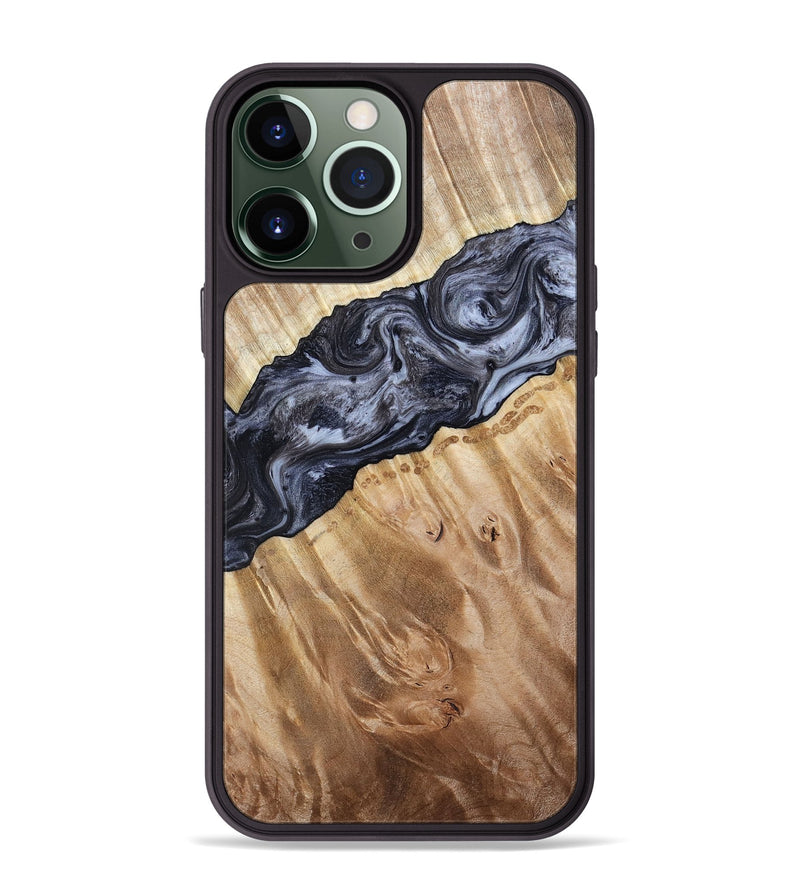 iPhone 13 Pro Max Wood Phone Case - Taniyah (Black & White, 786796)