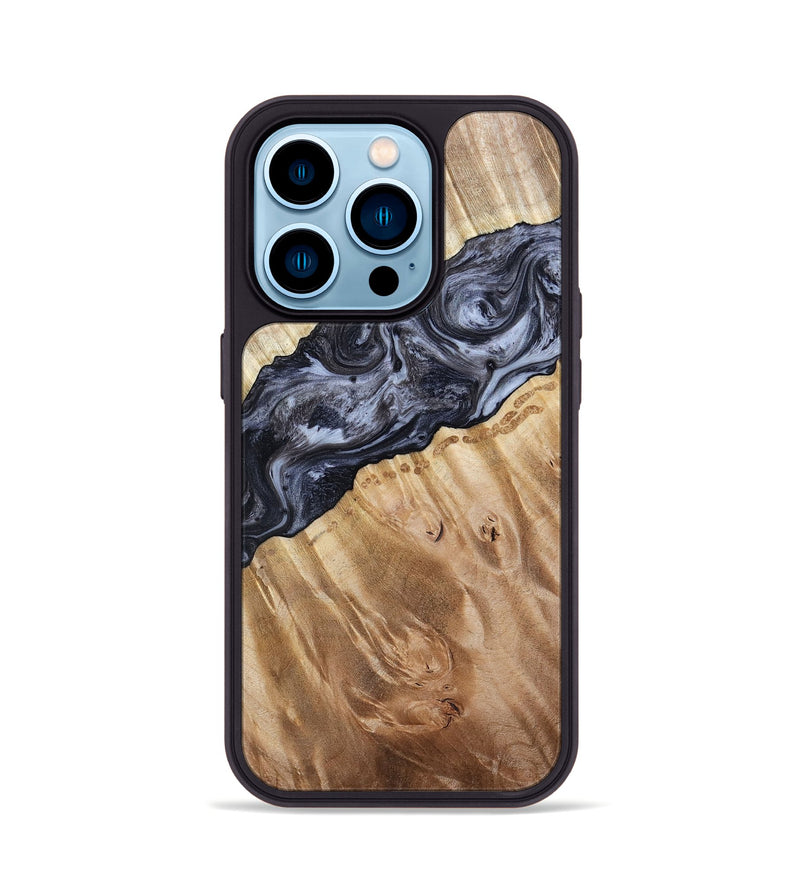 iPhone 14 Pro Wood Phone Case - Taniyah (Black & White, 786796)
